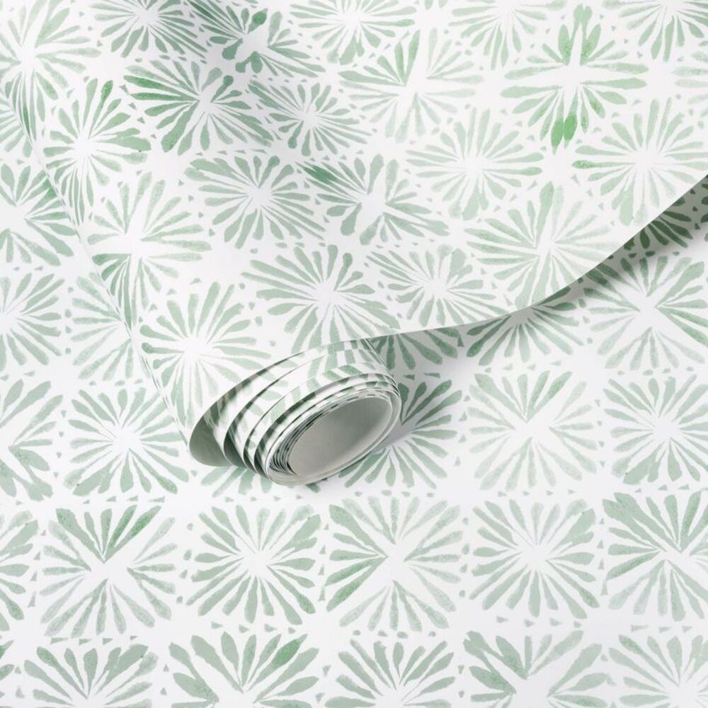 Block Print Tile Peel and Stick Wallpaper Sage - Threshold